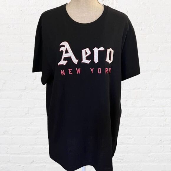 NWOT - Aeropostale Large Black/Pink Logo Tee - Picture 1 of 5